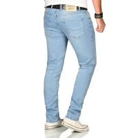 Alessandro Salvarini Herren Denim Jeans Hellblau Regular Slim W32 L32