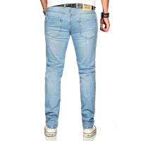Alessandro Salvarini Herren Denim Jeans Hellblau Regular Slim W32 L34