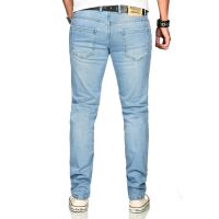 Alessandro Salvarini Herren Denim Jeans Hellblau Regular Slim W34 L32