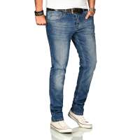 Alessandro Salvarini Herren Denim Jeans Blau Regular Slim W32 L30