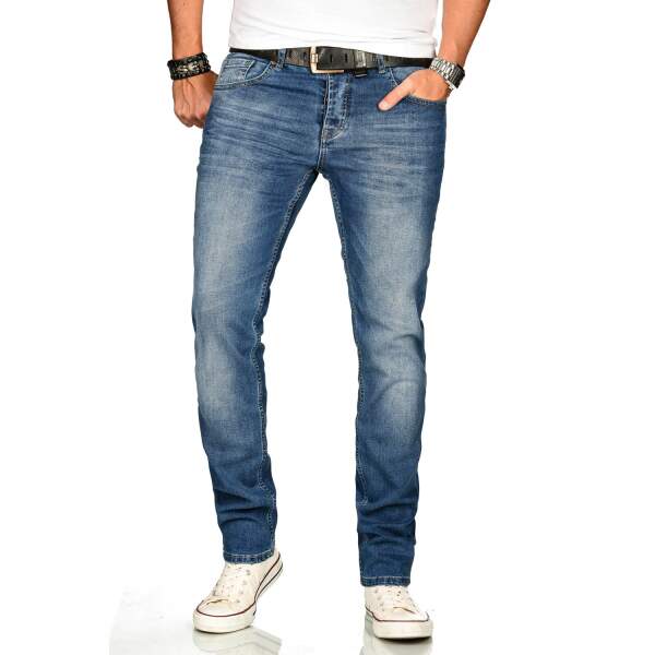 Alessandro Salvarini Herren Denim Jeans Blau Regular Slim W32 L34