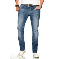 Alessandro Salvarini Herren Denim Jeans Blau Regular Slim W32 L34