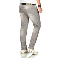 Alessandro Salvarini Herren Denim Jeans Hellgrau Regular Slim W29 L32