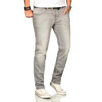 Alessandro Salvarini Herren Denim Jeans Hellgrau Regular Slim W36 L30