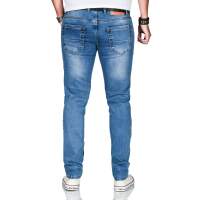 Alessandro Salvarini Herren used look Jeans Stretch Blau Regular Slim