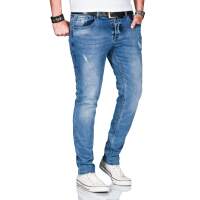 Alessandro Salvarini Herren used look Jeans Stretch Blau Regular Slim W29 L32