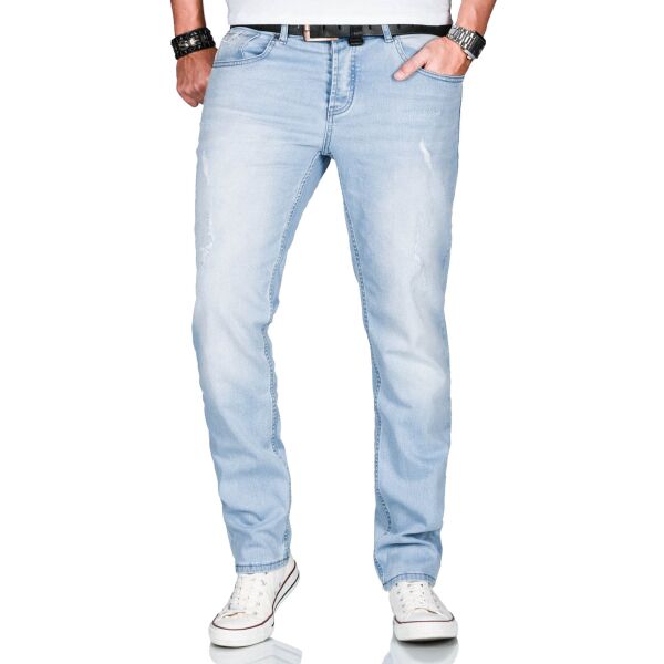 Alessandro Salvarini Herren Jeans Regular O-161 - Hellblau-W30-L30
