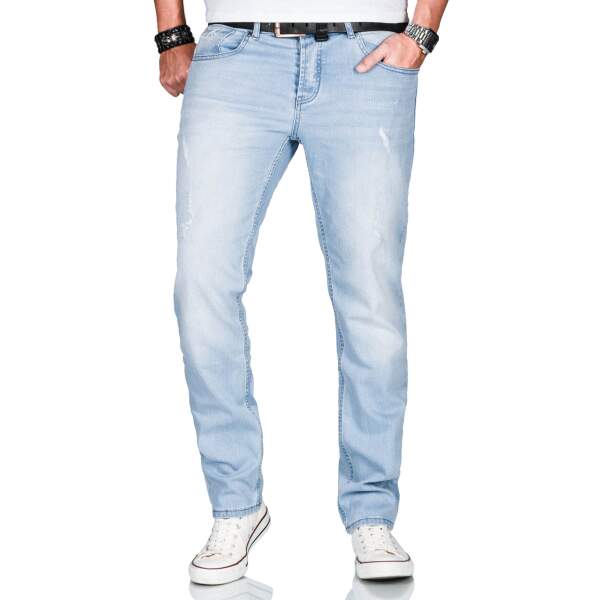 Alessandro Salvarini Herren Jeans Regular O-161 - Hellblau-W30-L34