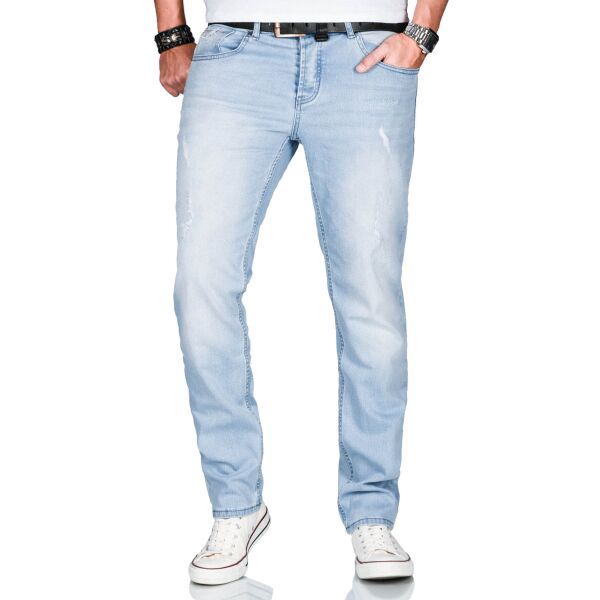 Alessandro Salvarini Herren Jeans Regular O-161 - Hellblau-W32-L32