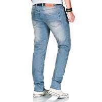 Alessandro Salvarini Herren used look Jeans Stretch Mittelblau Regular Slim
