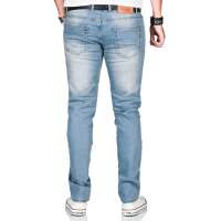Alessandro Salvarini Herren used look Jeans Stretch Mittelblau Regular Slim W30 L30