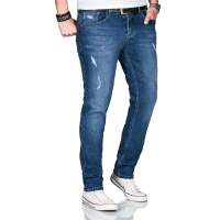 Alessandro Salvarini Herren used look Jeans Stretch Dunkelblau Regular Slim