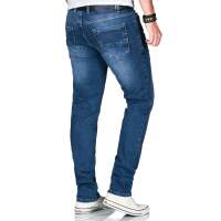Alessandro Salvarini Herren used look Jeans Stretch Dunkelblau Regular Slim W31 L30