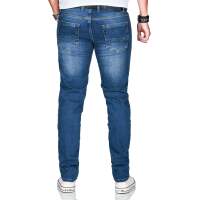 Alessandro Salvarini Herren used look Jeans Stretch Dunkelblau Regular Slim W32 L32