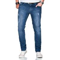 Alessandro Salvarini Herren used look Jeans Stretch Dunkelblau Regular Slim W34 L32