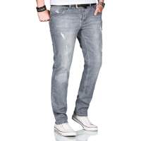 Alessandro Salvarini Herren used look Jeans Stretch Grau Regular Slim W30 L32