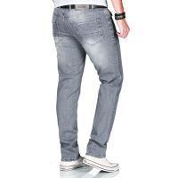 Alessandro Salvarini Herren used look Jeans Stretch Grau Regular Slim W32 L32