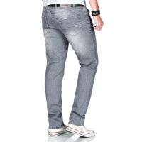 Alessandro Salvarini Herren used look Jeans Stretch Grau Regular Slim W33 L32
