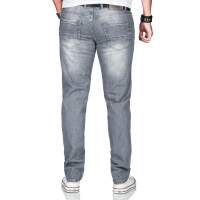 Alessandro Salvarini Herren used look Jeans Stretch Grau Regular Slim W34 L30