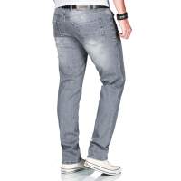 Alessandro Salvarini Herren used look Jeans Stretch Grau Regular Slim W38 L32