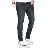Alessandro Salvarini Herren used look Jeans Stretch Schwarz Regular Slim W32 L36