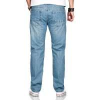 Alessandro Salvarini Basic Herren Jeans Grades Bein Hellblau Comfort Fit W36 L30