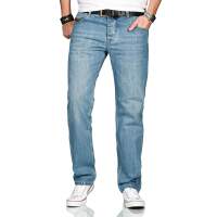Alessandro Salvarini Basic Herren Jeans Grades Bein Hellblau Comfort Fit W40 L34