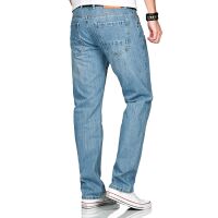 Alessandro Salvarini Basic Herren Jeans Grades Bein Hellblau Comfort Fit W42 L34