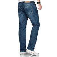 Alessandro Salvarini Basic Herren Jeans Grades Bein Mittelblau Comfort Fit