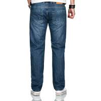 Alessandro Salvarini Basic Herren Jeans Grades Bein Mittelblau Comfort Fit W32 L36