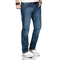 Alessandro Salvarini Basic Herren Jeans Grades Bein Mittelblau Comfort Fit W38 L36