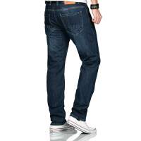 Alessandro Salvarini Basic Herren Jeans Grades Bein Dunkelblau Comfort Fit W32 L36