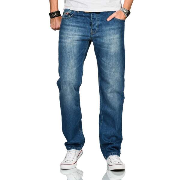 Alessandro Salvarini Herren Basic Jeanshose Blau Comfort Fit W29 L30
