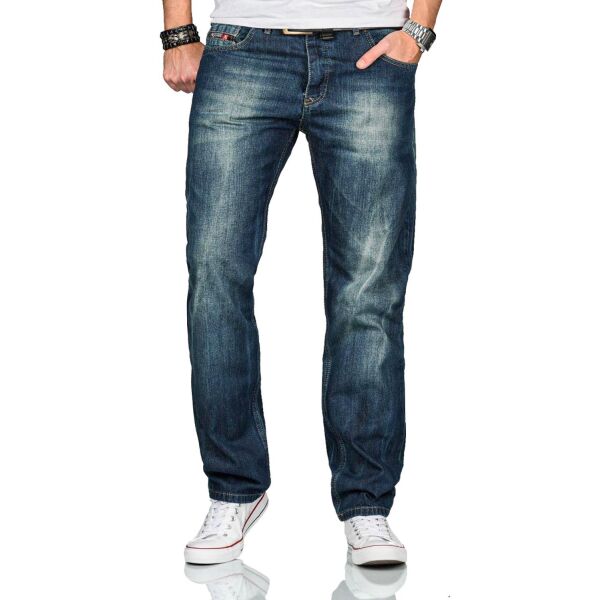 Alessandro Salvarini Herren Basic Jeanshose Mittelblau Comfort Fit W32 L32