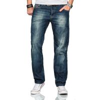 Alessandro Salvarini Herren Basic Jeanshose Mittelblau Comfort Fit W34 L30