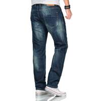 Alessandro Salvarini Herren Basic Jeanshose Mittelblau Comfort Fit W36 L34