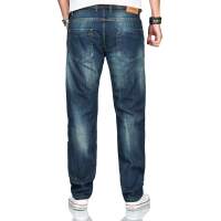 Alessandro Salvarini Herren Basic Jeanshose Mittelblau Comfort Fit W36 L36