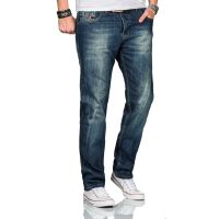 Alessandro Salvarini Herren Basic Jeanshose Mittelblau Comfort Fit W38 L30