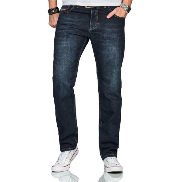 Alessandro Salvarini Herren Basic Jeanshose Dunkelblau Comfort Fit W36 L34