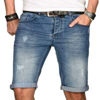 Alessandro Salvarini Herren Jeans Shorts kurze Sommer hose Hellblau Slim Fit W33