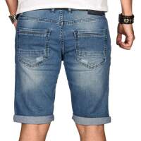 Alessandro Salvarini Herren Jeans Shorts kurze Sommer hose Hellblau Slim Fit W36