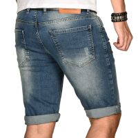 Alessandro Salvarini Herren Jeans Shorts kurze Sommer hose Dunkelblau Slim Fit W31