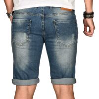 Alessandro Salvarini Herren Jeans Shorts kurze Sommer hose Dunkelblau Slim Fit W31