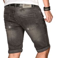 Alessandro Salvarini Herren Jeans Shorts kurze Sommer hose Grau Slim Fit W31