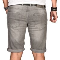 Alessandro Salvarini Herren Jeans Shorts kurze Sommer hose Hellgrau Slim Fit W31