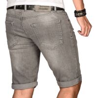Alessandro Salvarini Herren Jeans Shorts kurze Sommer hose Hellgrau Slim Fit W33