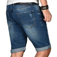 Alessandro Salvarini Herren Jeans Shorts kurze Sommer hose Blau Slim Fit W32