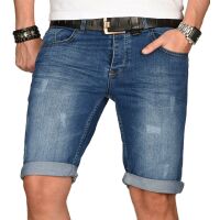 Alessandro Salvarini Herren Jeans Shorts kurze Sommer hose Blau Slim Fit W33