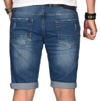Alessandro Salvarini Herren Jeans Shorts kurze Sommer hose Blau Slim Fit W36
