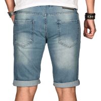 Alessandro Salvarini Herren Jeans Shorts kurze Sommer hose Hellblau Slim Fit W29